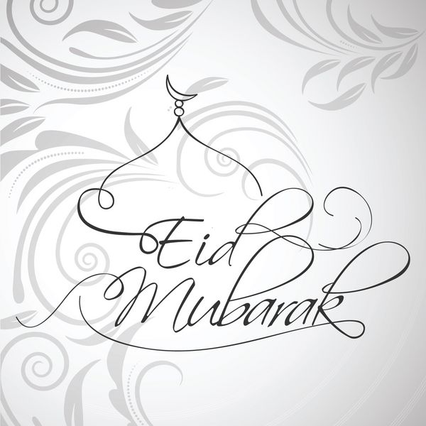 متن تلطیف شده عید مبارک در زمینه گل خاکستری