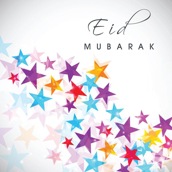 پس زمینه جشنواره جامعه مسلمانان عید مبارک با ستاره های رنگارنگ براق