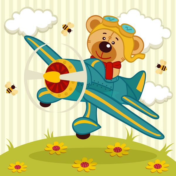 پرواز خرس عروسکی در هواپیما - وکتور