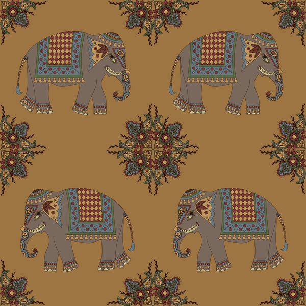 الگوی هندی بدون درز با فیل