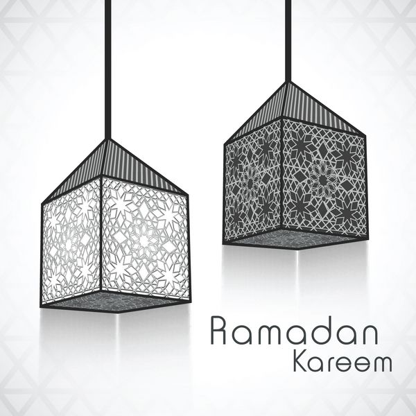 لامپ های پیچیده عربی در زمینه خاکستری برای ماه مبارک جامعه مسلمانان رمضان کریم