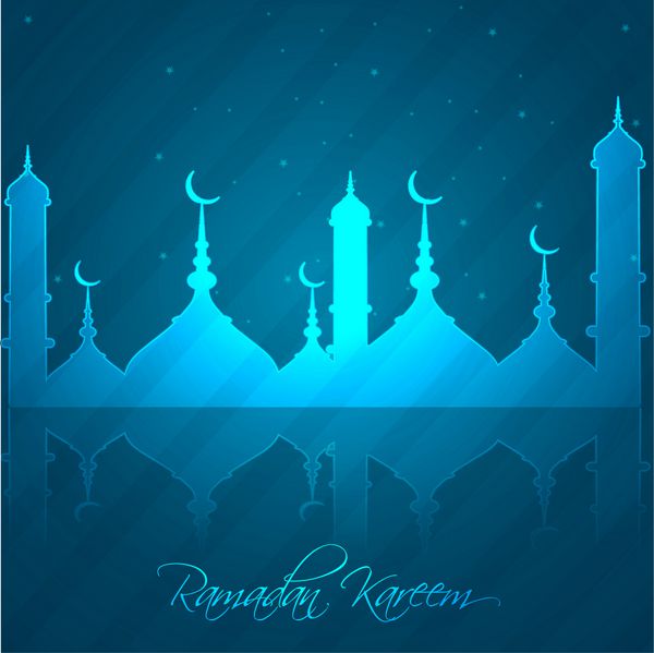 وکتور وکتور انعکاس رنگارنگ آبی روشن رمضان کریم