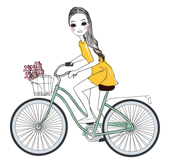دختر زیبا دوچرخه سواری
