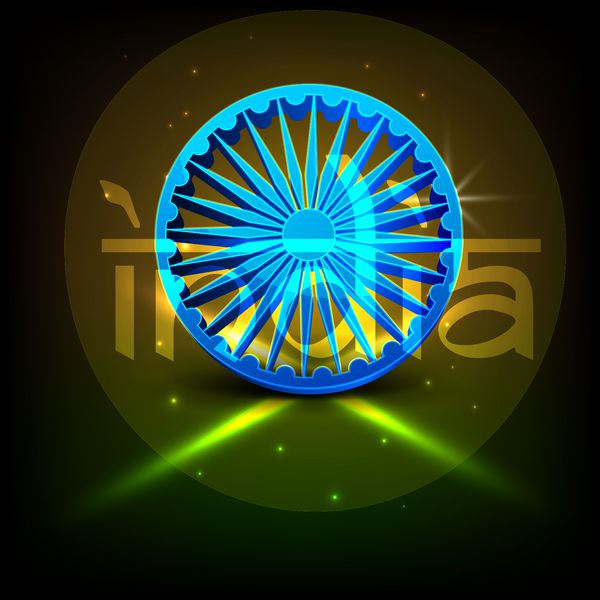 پس زمینه روز استقلال هند با چرخ آشوکا سه بعدی
