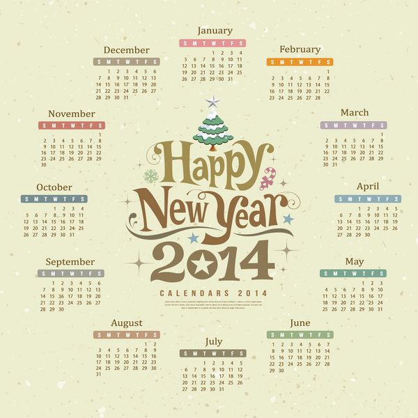 طراحی متن تقویم مبارک سال نو در پس زمینه بازیافت کاغذ وکتور