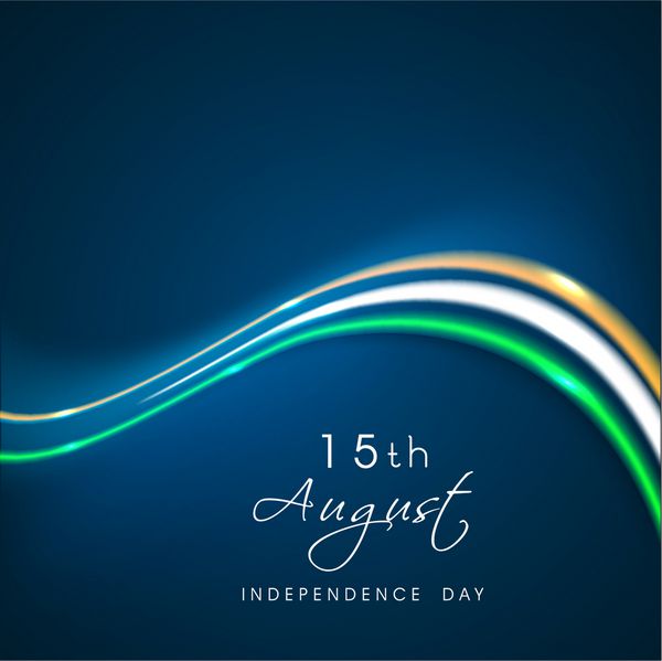 پس زمینه روز استقلال هند با موج براق در سه رنگ پرچم ملی