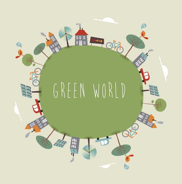 جهان مد روز رنگارنگ برو سبز وکتور لایه لایه برای دستکاری آسان و رنگ آمیزی سفارشی