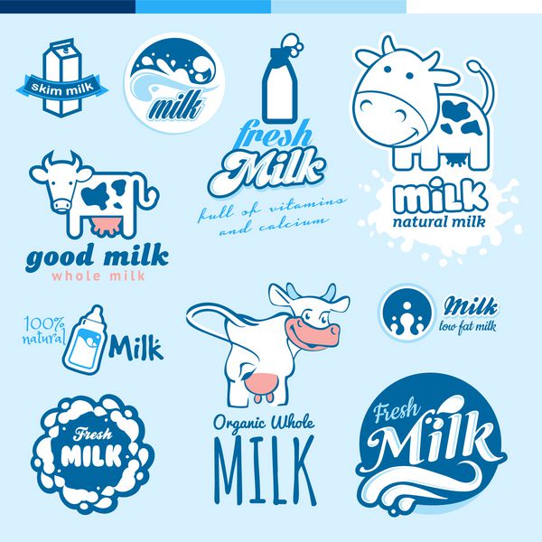 مجموعه ای از برچسب ها و نمادها برای شیر