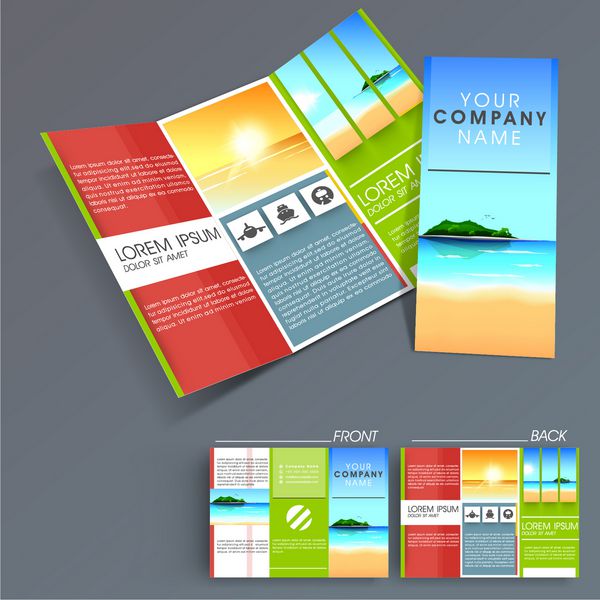 قالب بروشور سه تایی کسب و کار حرفه ای بروشور شرکتی یا طراحی جلد می تواند برای انتشار چاپ و ارائه استفاده شود
