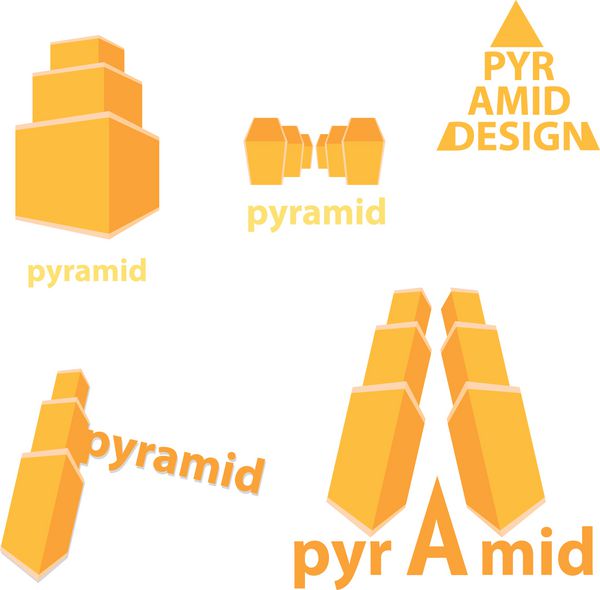 مجموعه آیکون های هرمی نارنجی دیجیتال وکتور ساده عناصر طراحی برداری