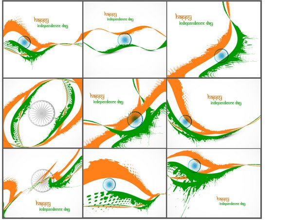 وکتور وکتور طرح رنگارنگ مجموعه پرچم های هندی سه رنگ شیک