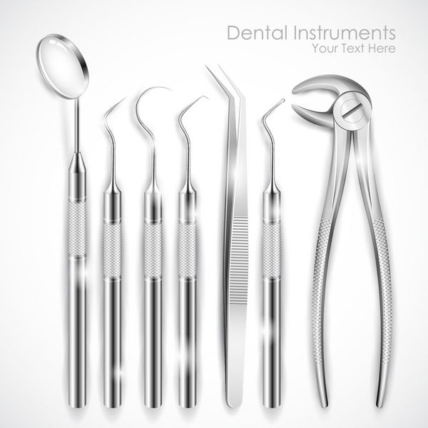 تصویر مجموعه ای از تجهیزات واقعی دندانپزشکی