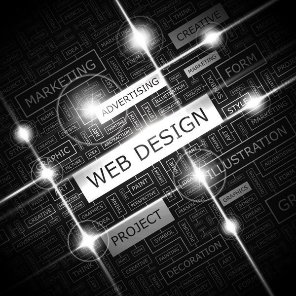 طراحی وب سایت تصویر مفهوم ابر کلمه مجموعه تگ های گرافیکی کلاژ Wordcloud با برچسب ها و اصطلاحات مرتبط