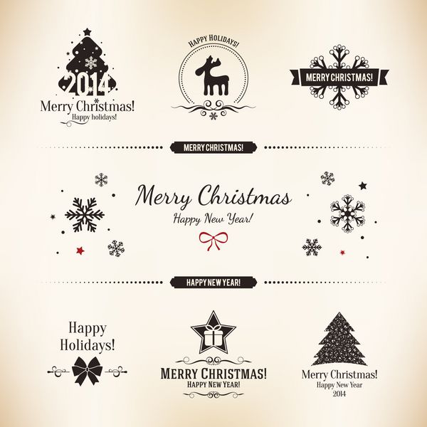 نمادهای کریسمس و سال نو برای طرح های کارت پستال دعوت نامه پوستر و موارد دیگر