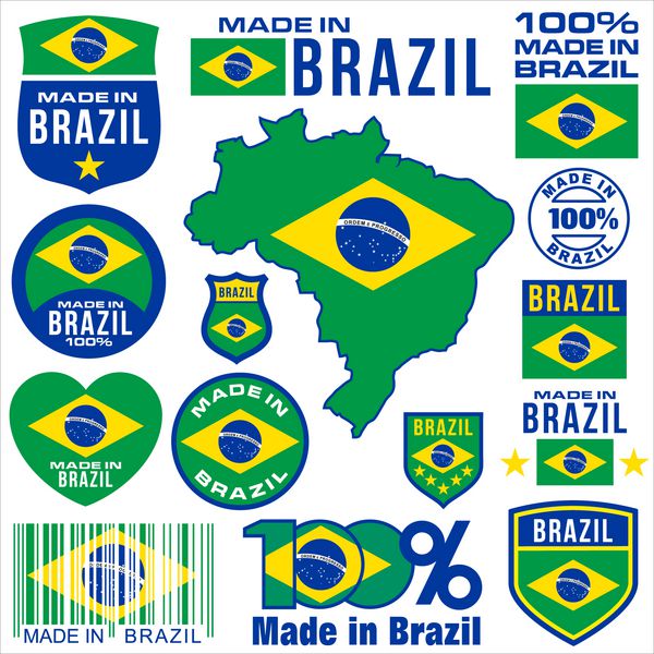 ساخته شده در برزیل برچسب مجموعه برچسب VECTOR FLAG MAP