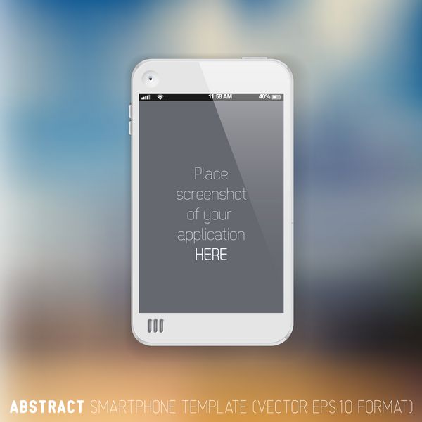 الگوی تلفن همراه سفید انتزاعی با محل برای اسکرین شات برنامه شما در پس زمینه تار
