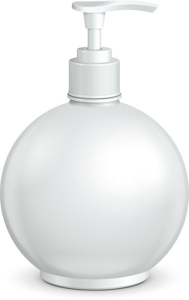 پمپ ژل فوم یا مایع صابون مایع بطری پلاستیکی گرد سفید آماده برای طراحی شما وکتور بسته بندی محصول