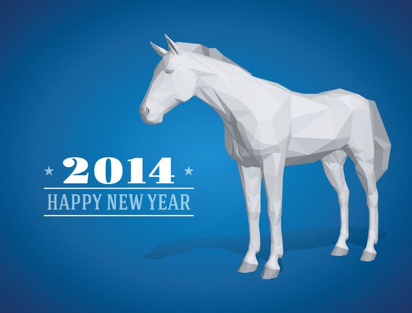 اسب از پس زمینه وکتور شکل هندسی انتزاعی 2014 سال نو مبارک
