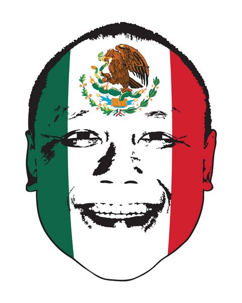 پرچم مکزیک روی صورت جدا شده در برابر سفید