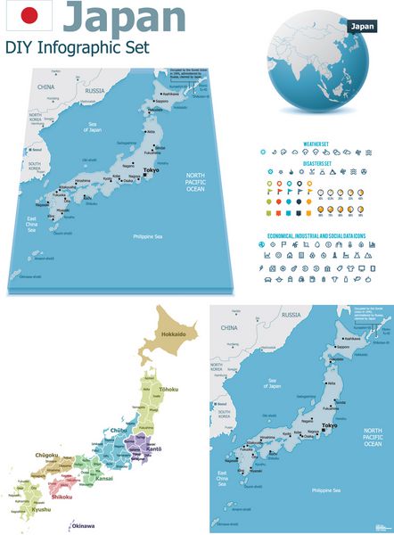 نقشه های ژاپن با نشانگر