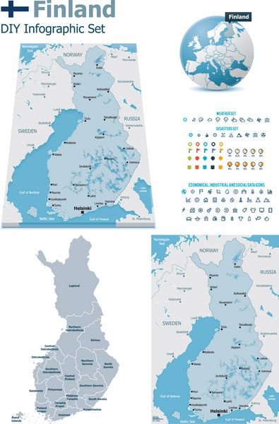 نقشه های فنلاند با نشانگر