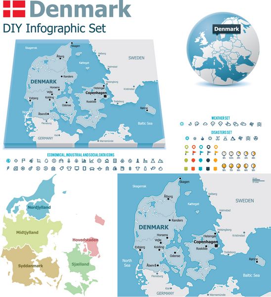 نقشه های دانمارک با نشانگر