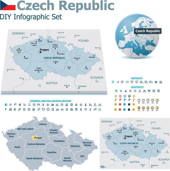 نقشه های جمهوری چک با نشانگر