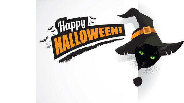 گربه سیاه پس زمینه هالووین مبارک وکتور گروه بندی شده برای ویرایش آسان بدون اشکال یا مسیرهای باز