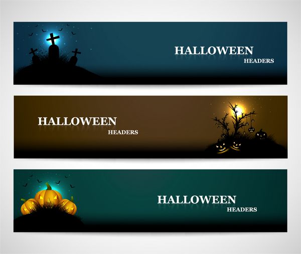 مجموعه هدرهای هالووین مبارک ارائه وکتور رنگارنگ روشن