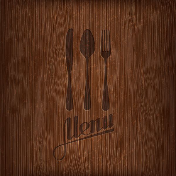 طراحی منوی رستوران در زمینه چوبی