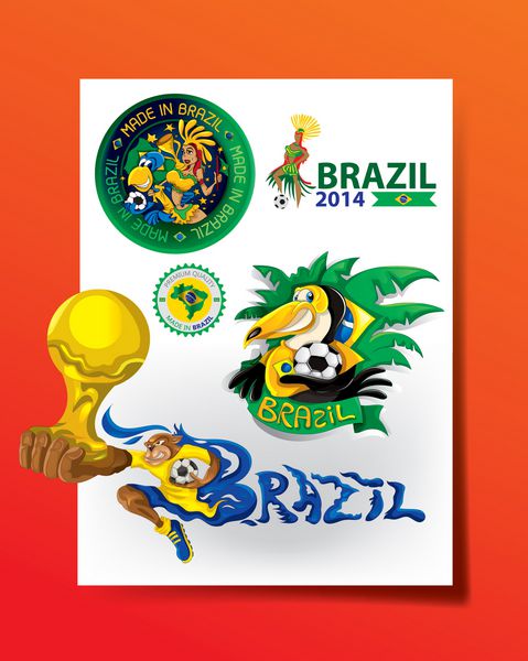 برزیل فوتبال مهر و موم شخصیت ها مفهوم هنر برداری