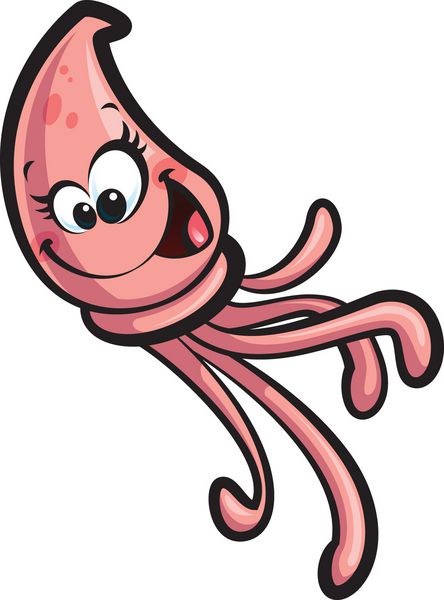 کارتونی شاد خندان ماهی مرکب صورتی ماده