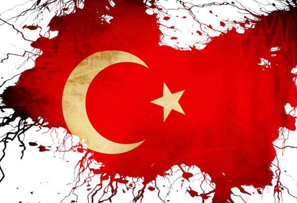پرچم ترکیه با برخی جلوه ها و خطوط گرانج