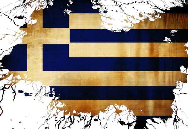 پرچم یونان با برخی جلوه ها و خطوط گرانج