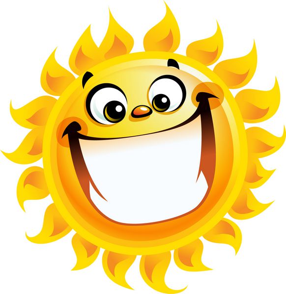 زرد درخشان شخصیت کارتونی خورشید خندان به عنوان دمای نشانه هوای خوب
