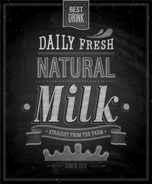 پوستر Vintage Milk - تخته سیاه وکتور