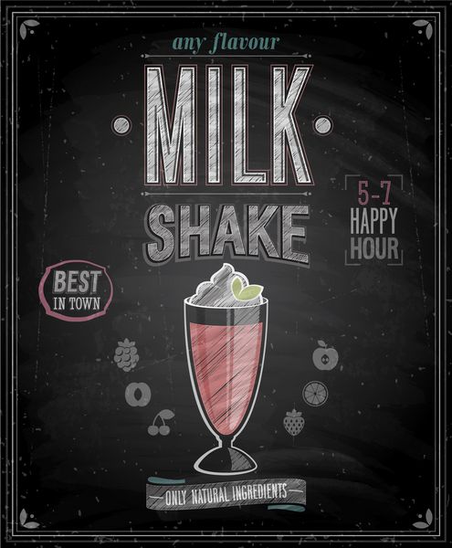 پوستر قدیمی MilkShake - تخته سیاه وکتور