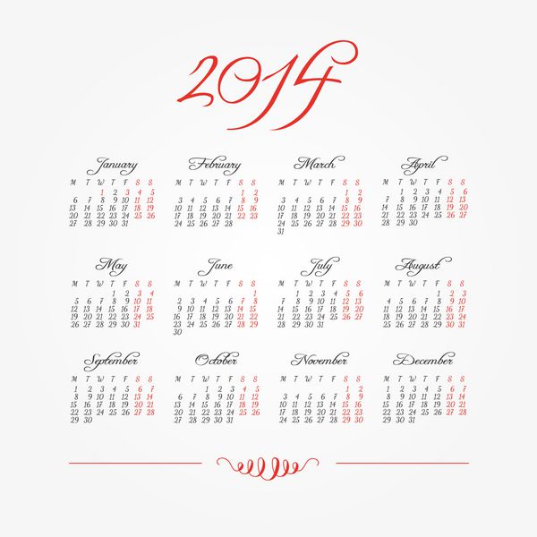 تقویم خوشنویسی قدیمی 2014 تقویم شیک برای سال نو وکتور