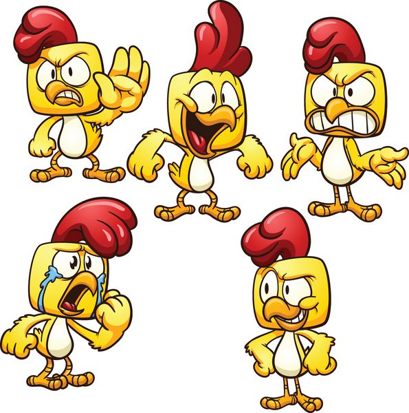 مرغ کارتونی ناز وکتور کلیپ آرت با شیب ساده هر کدام در یک لایه جداگانه