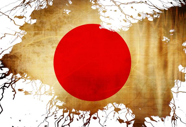 پرچم ژاپن با برخی جلوه ها و خطوط گرانج