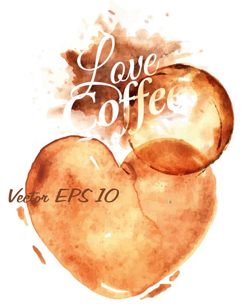 قهوه ریخته با قلب کشیده شده با کتیبه قهوه عشق با چاپ وکتور فنجان 10