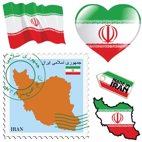 مجموعه ای از نمادهای مختلف در رنگ های ملی ایران