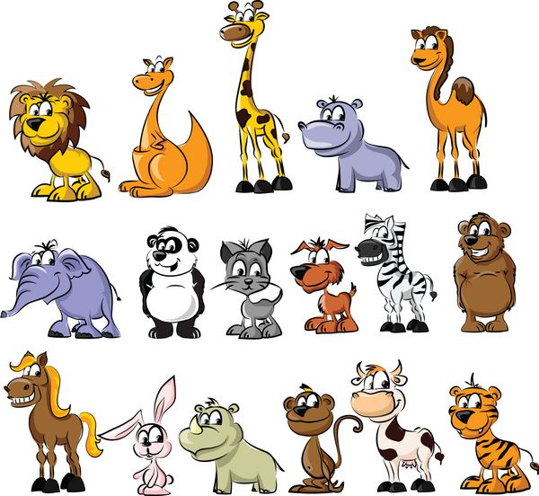 مجموعه حیوانات کارتونی - وکتور