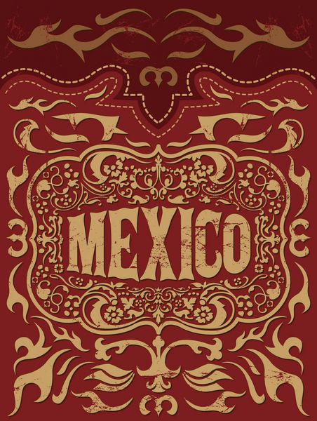 پوستر وکتور تعطیلات مکزیکی رترو - مجموعه عناصر غربی مکزیک