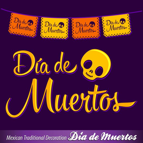 Dia de Muertos - تزیین وکتور متن اسپانیایی مکزیکی روز مرگ - حروف
