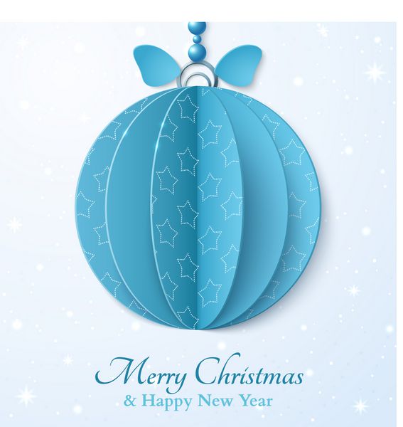 وکتور توپ اوریگامی کریسمس کاغذ آبی عناصر طراحی برای کارت های تعطیلات وکتور کریسمس