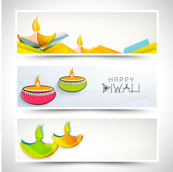 مجموعه سرصفحه یا بنر خلاقانه وب سایت برای جشنواره چراغ های هند مبارک دیوالی
