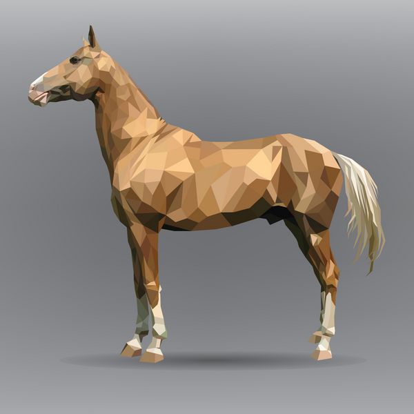 اسب طلایی جدا شده در پس زمینه خاکستری