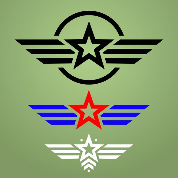 نشان ستاره نظامی انتزاعی در پس زمینه سبز تنظیم شده است