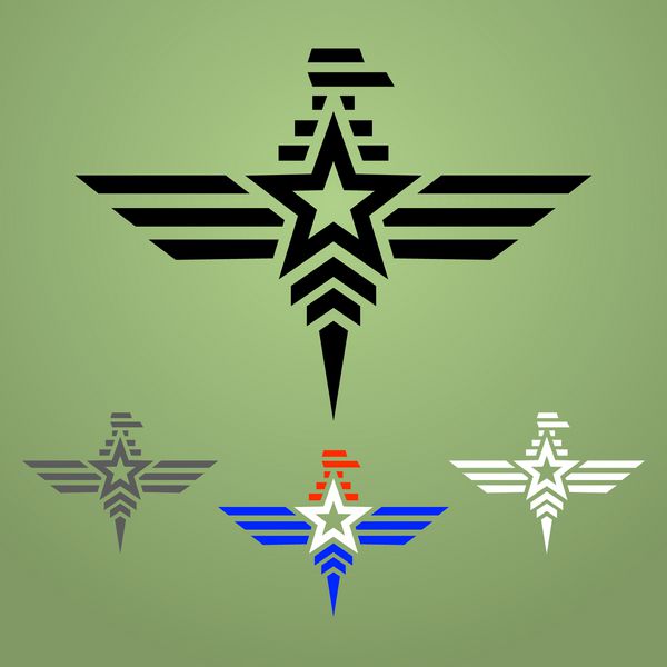 نشان عقاب نظامی انتزاعی در زمینه سبز زیتونی تنظیم شده است